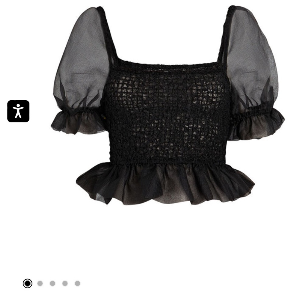 Brand New w/ Tags Staud Black Cannon top sexy frill peplum crop top sz Medium M